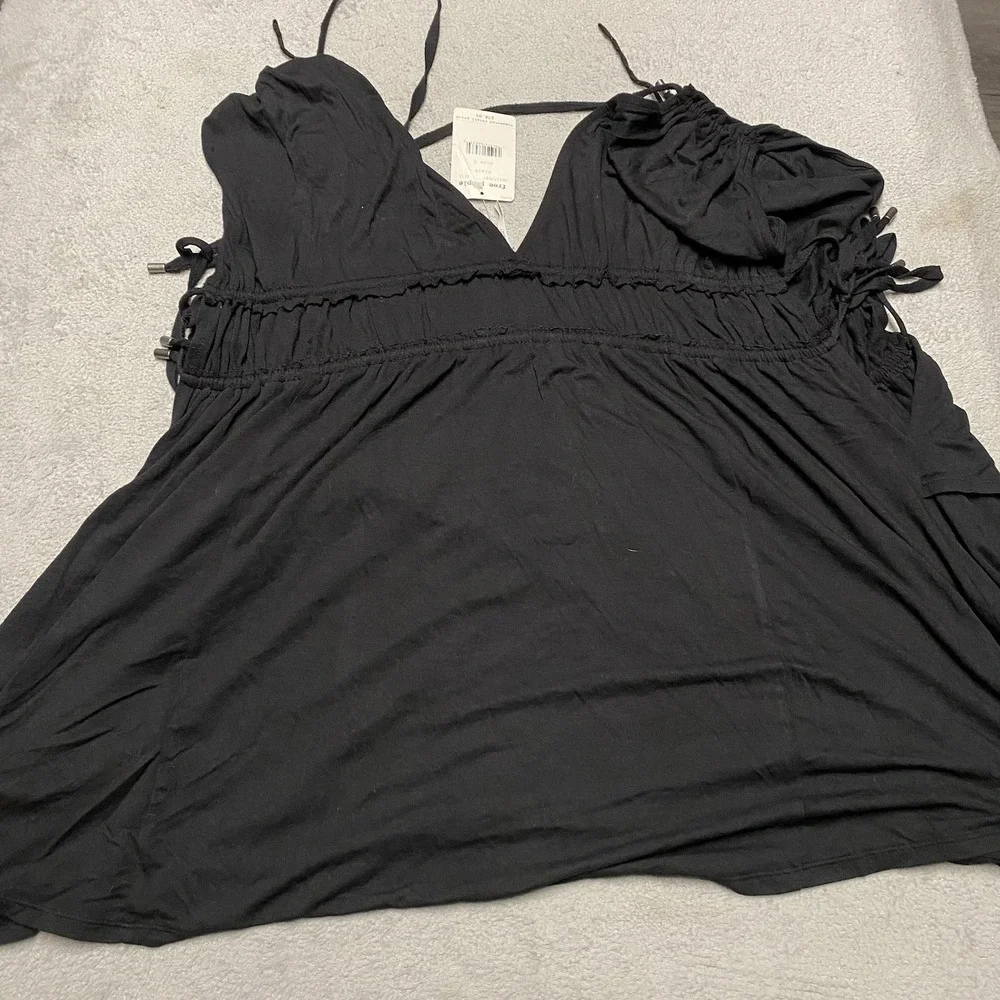 Free People Aries Tank Top Small Black Tie Cinch Flow Festival‎ NEW